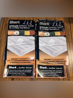 14 Genuine Shark DXT100 SaniFiber Pad Refills for Steam Spray Mop New 2 Open Box